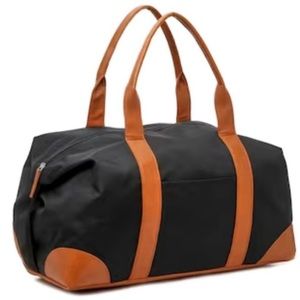 NWT DSW TAN AND NAVY DUFFLE -Perfect Weekender…see tiny bo boo 21”X11”X13”